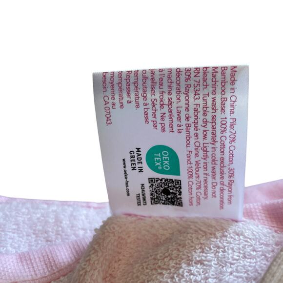 ISAAC MIZRAHI Pink Bunny Rabbit Cotton Kitchen Towels 19x28 Set of 3 Spring New - Picture 15 of 16